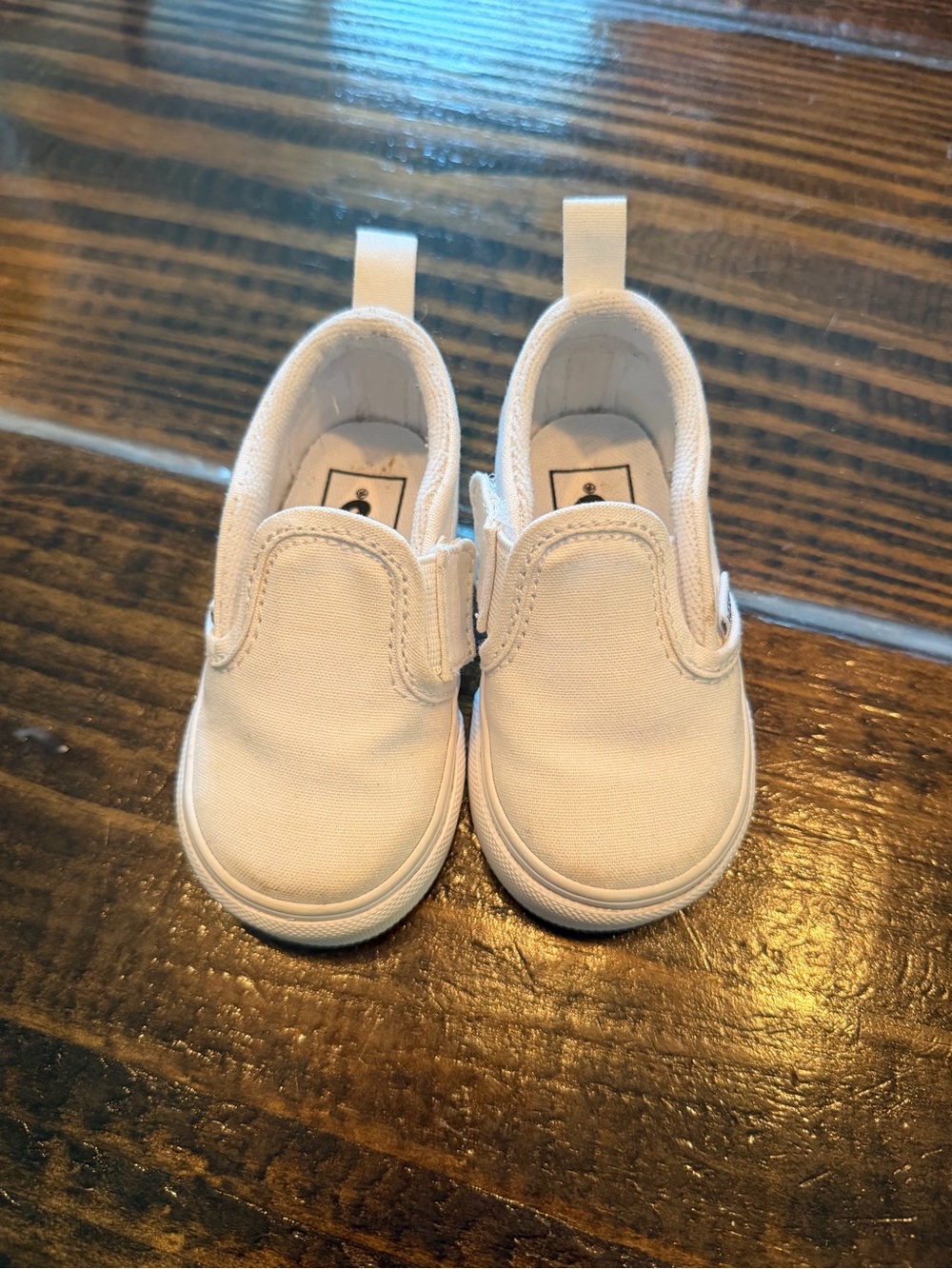 Vans Toddler White Canvas Slip-On Sneakers